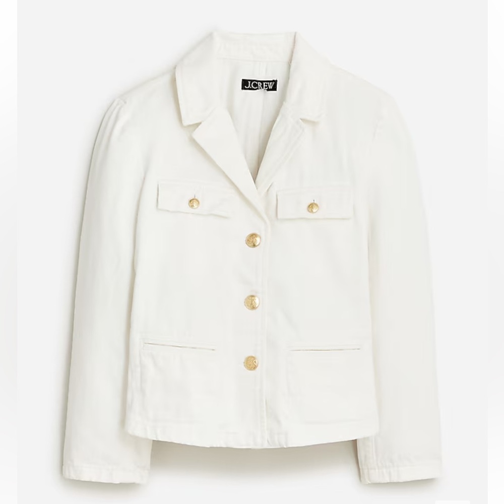 NWT J Crew Denim blazer-jacket in white, size 2